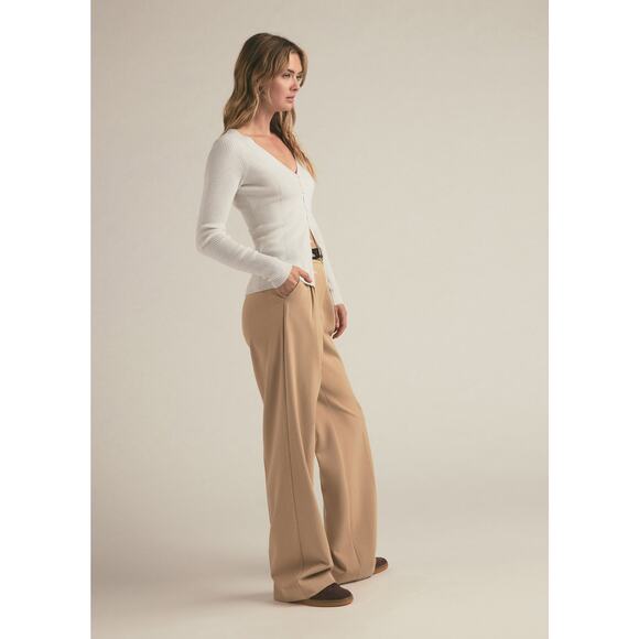 Favorite Daughter The Favorite Pant Beige Pleated Wide Leg trouser - Picture 2 of 12